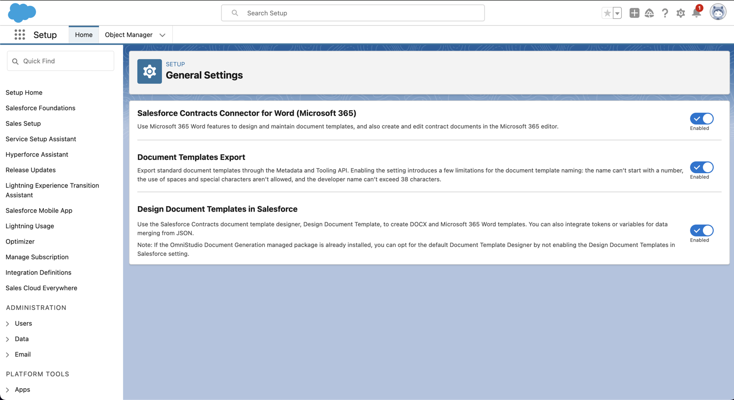 Setting Document Generation