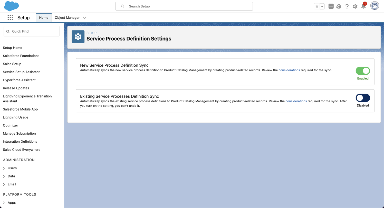 Setting Service Process Definition Settings